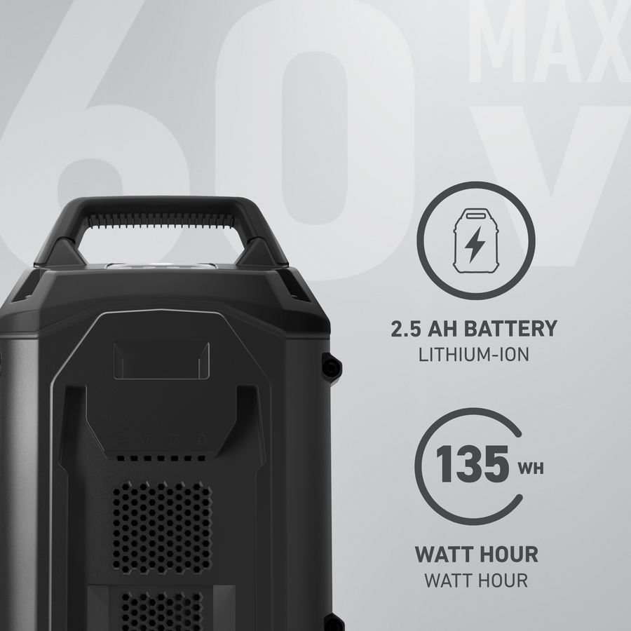 Toro 60V Flex-Force 2.5Ah battery side view