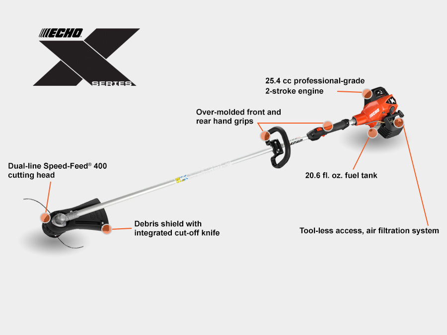 ECHO SRM-2620 string trimmer engine and handle detail