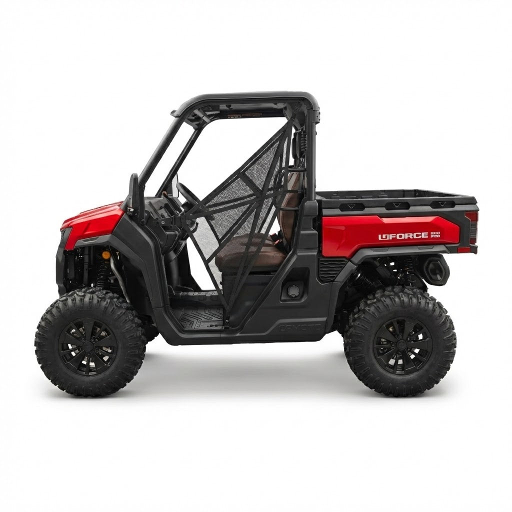 Red Cfmoto Uforce U10 Pro side by side.