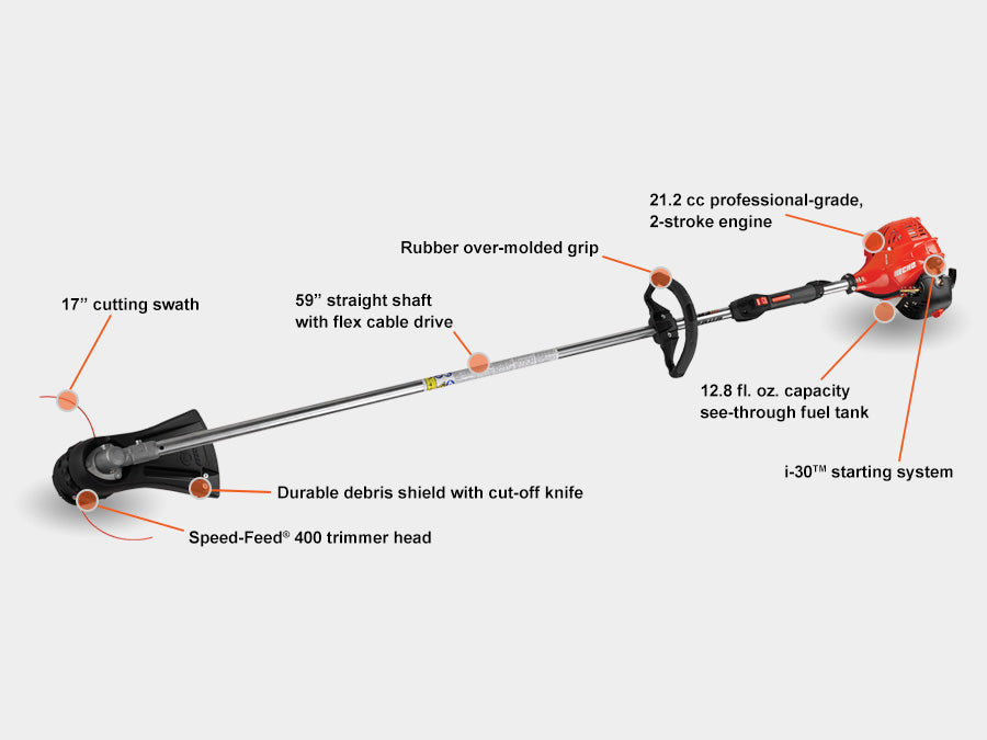 ECHO SRM-225 string trimmer engine and handle detail
